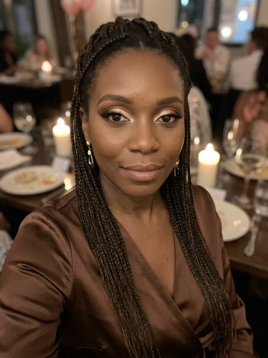 Cut Crease on a woman in her early 30s with deep skin and brown eyes