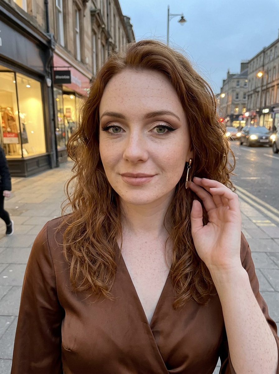 Cut Crease on a woman in her late 20s with fair skin, red hair and hooded green eyes