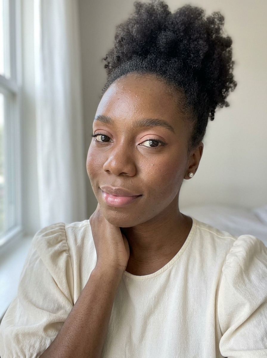Doe Eye Makeup on a woman in her mid 20s with deep skin and brown eyes