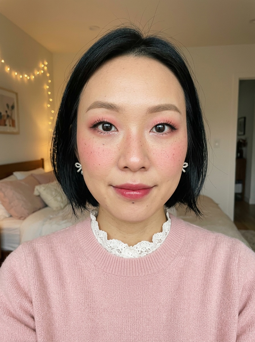 Douyin Makeup on a woman in her early 30s with light skin and monolid eyes