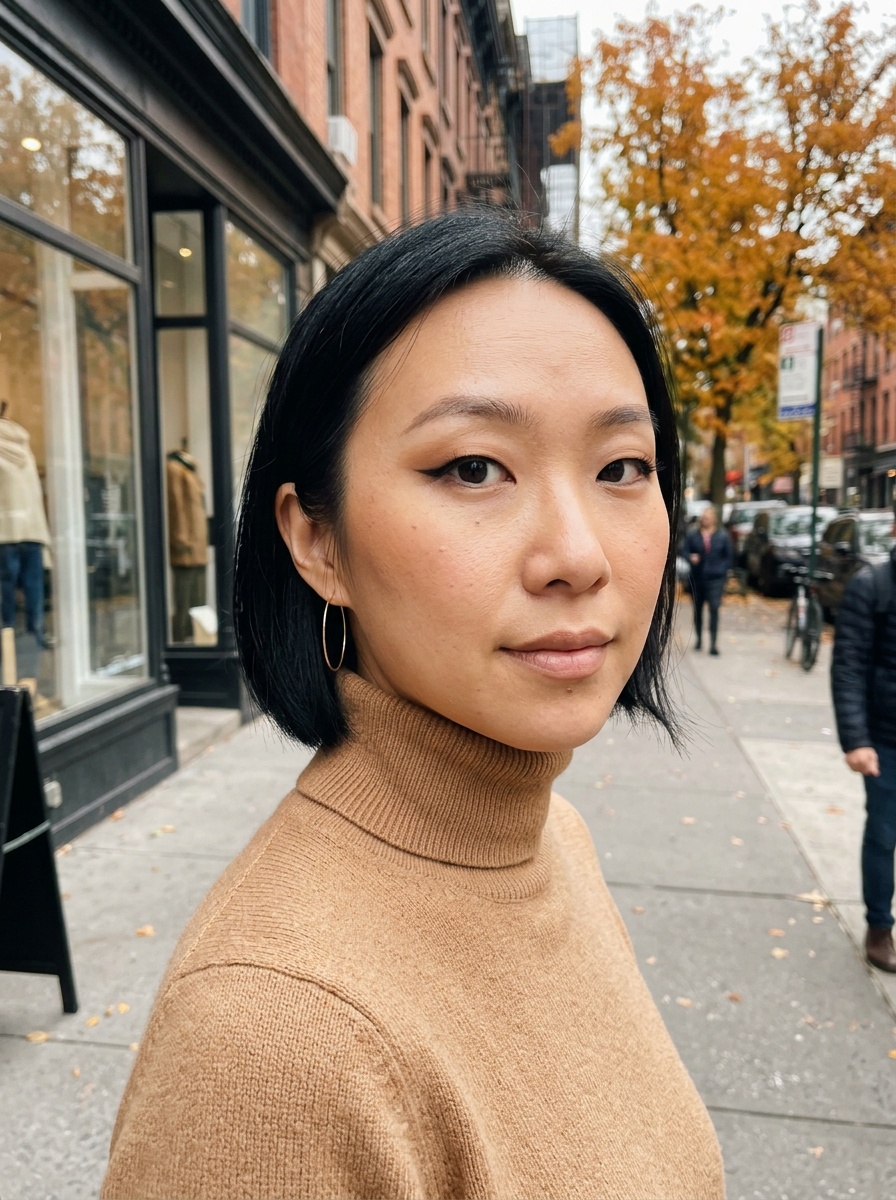 Fox Eye Makeup on a woman in her early 30s with light skin and monolid eyes
