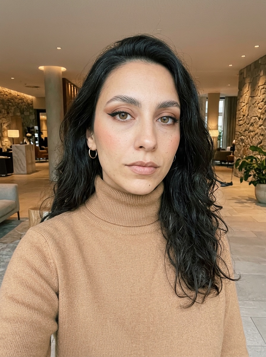 Fox Eye Makeup on a woman in her late 20s with olive skin and almond-shaped hazel eyes