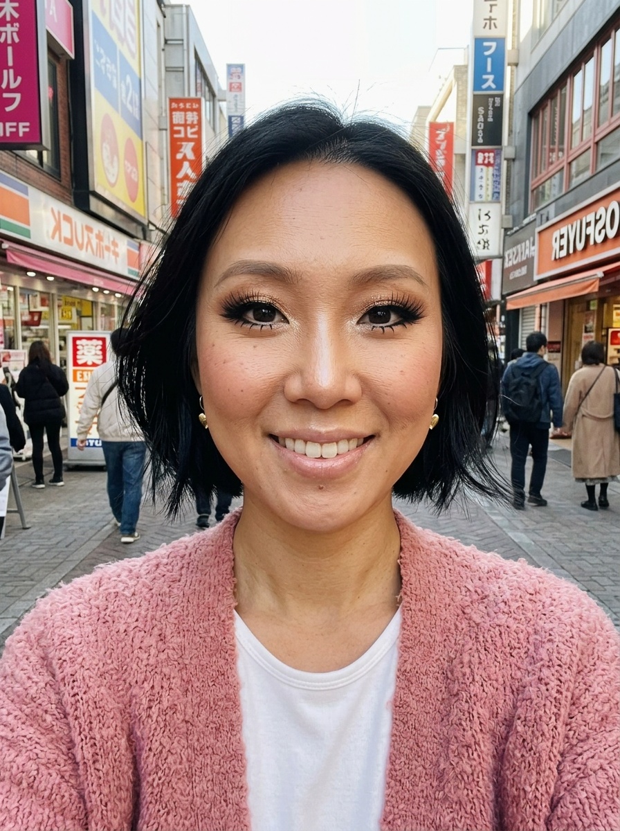 Gyaru Makeup on a woman in her early 30s with light skin and monolid eyes