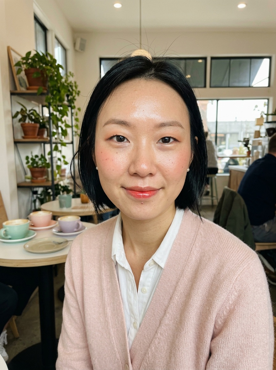Korean Makeup on a woman in her early 30s with light skin and monolid eyes