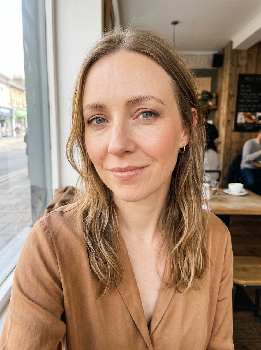 Soft Glam on a woman in her early 30s with fair skin and hooded blue eyes