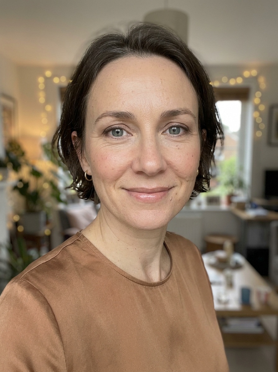 Soft Glam on a woman in her mid 40s with light skin and deep-set blue-grey eyes